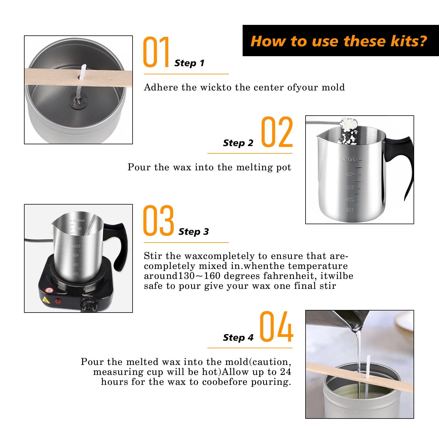 Adult DIY handicraft set, natural candles for candle making, candle making set, including 2-pound soy wax sheets, electric stove, candle wick, furnace