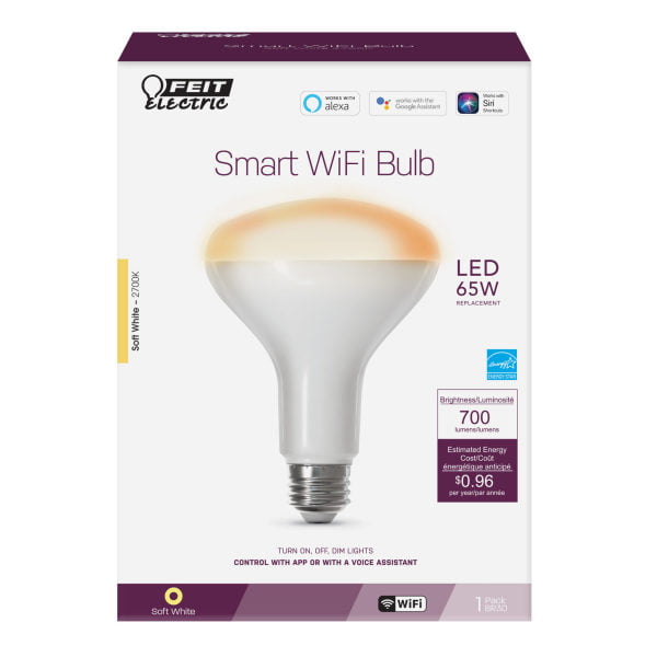 Feit Electric Wi-Fi Smart Bulb BR30 Color Changing LED 65 W 700 Lumens 