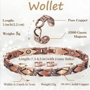 Wollet Magnetic Copper Bracelet for Women, Gift for Wife or Mom, Adjustable