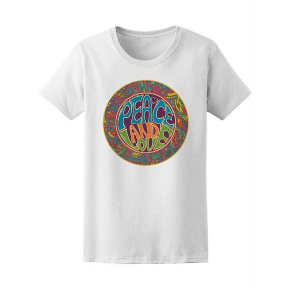 Hippie Style Sign Peace And Love T-Shirt Women -Image by Shutterstock, Female x-Large