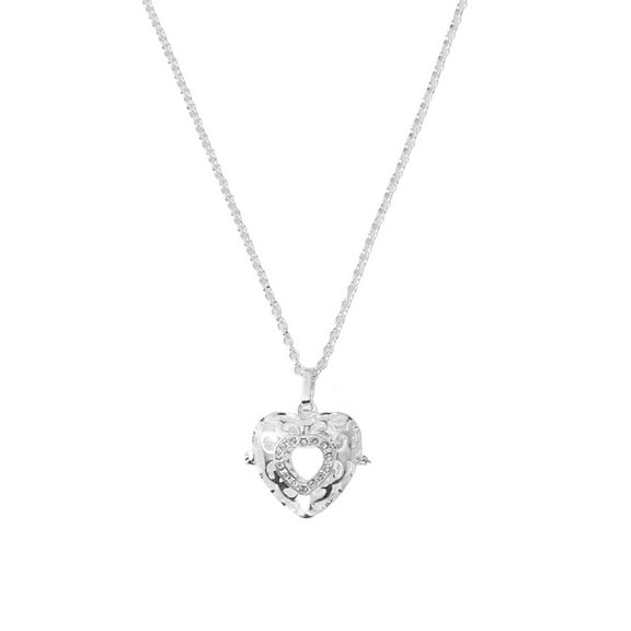 OUNONA Diffuser Pendant Hollow Heart Necklace with Wearproof Alloy and Rhinestone