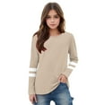 thumbnail image 3 of Fesfesfes Girls Blouse Toddler Kids Boys Spring Summer Stripe Print Graphic T-shirt 3-14 Years Fashion Cute Round Neck Print Long Sleeve Tops(Khaki,5 Years), 3 of 6
