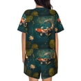 thumbnail image 6 of Susaid Koi Pond Lilies Print Women's Pajama Set, Button-Up Sleepwear with Elastic Waist Shorts, Perfect for Lounging, Yoga, Beach, and Casual Wear-X-Large, 6 of 7