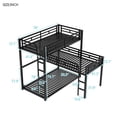 thumbnail image 7 of Twin Over Twin Over Twin Metal Triple Bed, L-Shaped Metal 3 Beds Frame with Ladder and Full-Length Guardrails, Twin Loft Bunk Bed for Boys Girls Bedroom, Black, 7 of 7