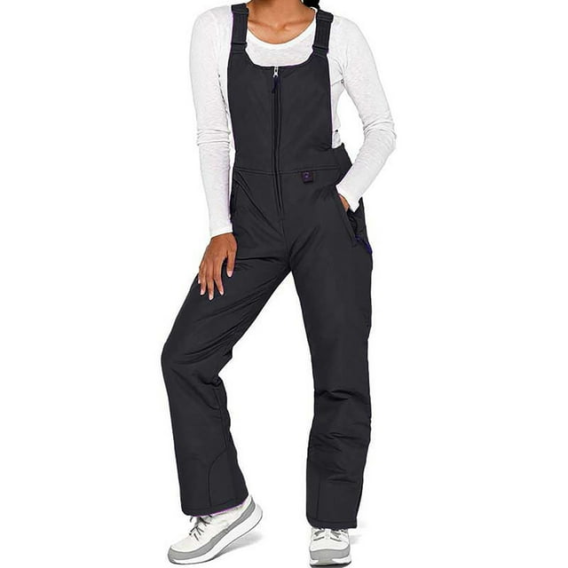MSJUHEG Vêtements de Ski pour Femme, Ski pour Femmes, Vêtements de Ski, Salopette de Ski Isolée Pantalon de Planche à Neige Sans Manches Combinaison de Ski à Bretelles Réglables, Vêtements de Ski, Vêtements pour Temps Froid Extrême Noir 2TG
