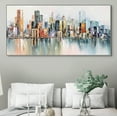thumbnail image 4 of Modern Abstract Handmade Wall Art Colorful Cityscape Hand Painted on Canvas Boat Landscape The Shore of Town Oil Painting For Home Decor, 4 of 9