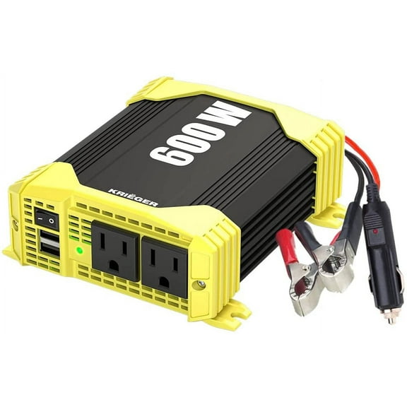 KRIEGER KR600 12V 600W Continuous 1200W Surge Power Inverter 2 USB Ports for Car
