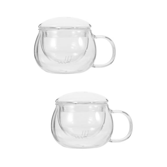 Glass 2 Set Tea Cup with Infuser and Lid Loose Leaf Maker Strainer Mug to Go Coffee