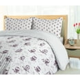 thumbnail image 5 of Ambesonne Animal Duvet Cover Sets, Owls on the Branch, 2-Queen, Eggplant and White, 5 of 7