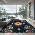 thumbnail image 2 of ODIKA 6'x9' Washable Area Rug Witchy Mystical Moth Boho Floral Medallion With Moon Corners for Queen Size Bedroom, Under Bed, Master Suite, Easy Care, Non-Shedding, 2 of 7