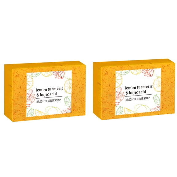 Kokovifyves Soap Lemon Turmeric Soap Tablets Cleansing Turmeric Soap Facial and Body Shower Soap Firming Pores and Removing Pigments 100g