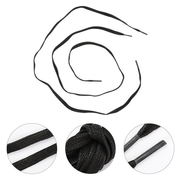 Flat Waxed Cotton Shoelaces Dress Shoes Sneakers Shoelace Casual Shoelaces Shoe Tie Black 100cm