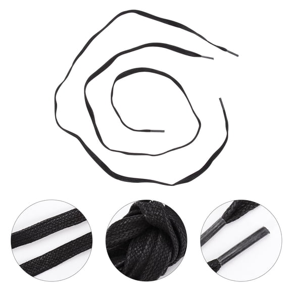 unbranded 1Par Cordones Planos De Encerados Negros Para Tenis Y Casuales