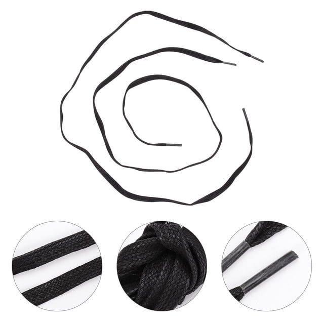 unbranded 1Par Cordones Planos De Encerados Negros Para Tenis Y Casuales