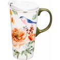 thumbnail image 2 of Cypress Home Beautiful Garden Party Ceramic Travel Cup - 5 x 7 x 4 Inches Homegoods and Accessories for Every Space, 2 of 3