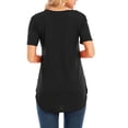 thumbnail image 2 of Camiseta de mujer, cuello en V, manga corta, larga, casual, para fiesta, tops Eccomum Negro L, 2 of 7