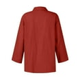 thumbnail image 4 of Women's Cotton Linen Shirt Long Sleeve Lapel Neck Oversized Button-Down Blouse - Summer Casual Top | Yubnlvae (Red 1 | S), 4 of 4