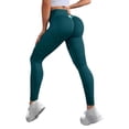 thumbnail image 3 of TGPMGRZ Scrunch Workout Leggings for Women High Waisted Lifting V Back Waist Seamless Gym Yoga Leggings Green Size S, 3 of 7