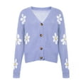 thumbnail image 4 of Funicet Jackets For Women 2022, Y2K Fashion Flower Knit Cardigan Long Sleeve Cropped Sweater, 4 of 6