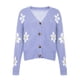 thumbnail image 4 of ICHUANYI Clearance Women's Casual Sexy Fashion V-Neck Print Cardigan Long Sleeve Tops Blouse(Purple, S) ICHUANYI WER2023080903127, 4 of 6