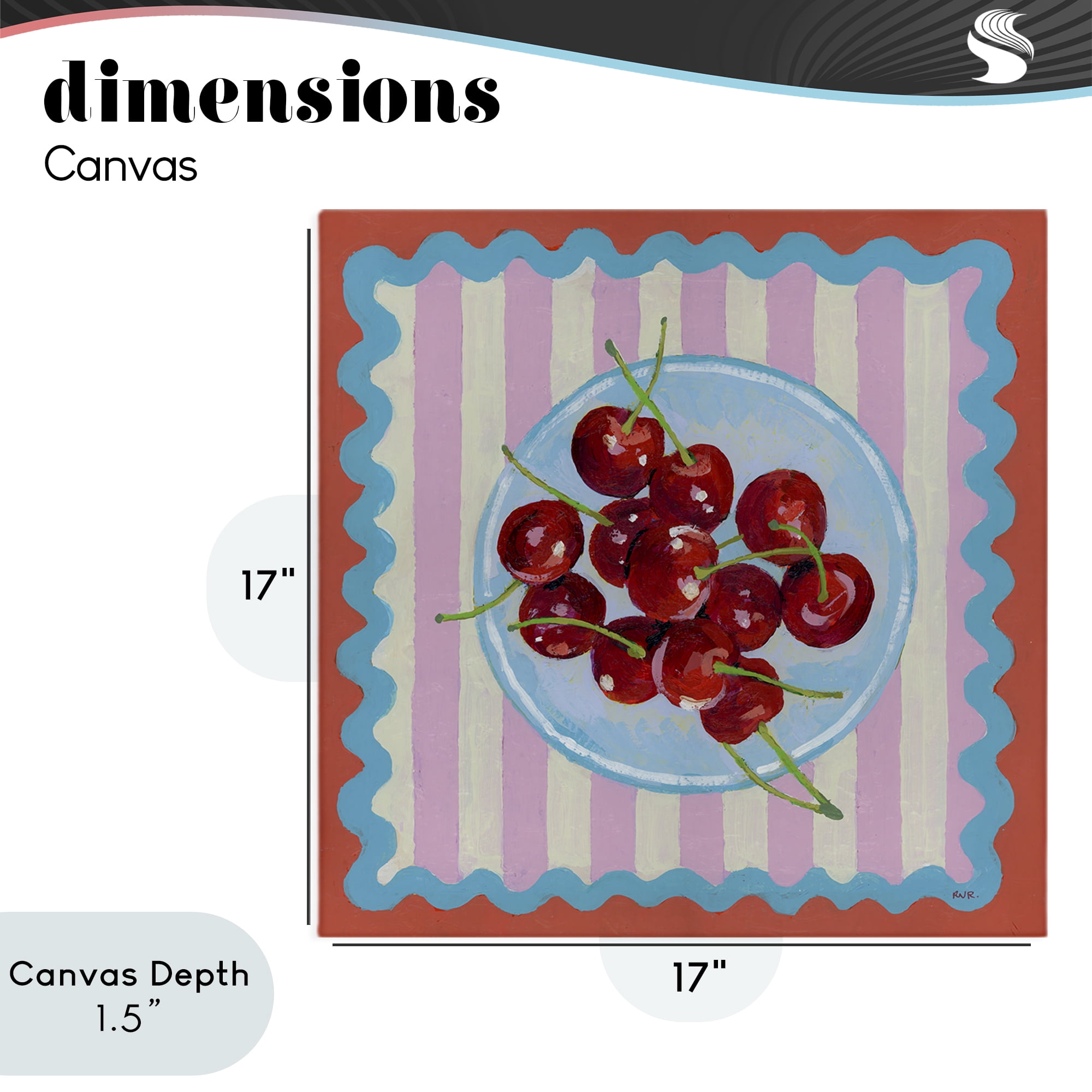 Stupell Industries Red Cherries over Pink Stripes Canvas Wall Art, design by Rachael Reese