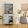 thumbnail image 3 of Gymax Freestanding Buffet Hutch Kitchen Pantry Storage Cabinet w/ Sliding Doors Grey, 3 of 10