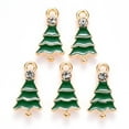thumbnail image 2 of Alloy Enamel Pendants with Crystal Rhinestone for Christmas Christmas Tree Light golden Green 21x11x3mm Hole: 1.8mm, 2 of 2