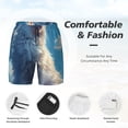 thumbnail image 2 of Kdxio Clear Sky Blue Cat Print Men's Swim Trunks with Compression Liner 7 Inch Inseam Quick Dry Swim Shorts, 2 of 5