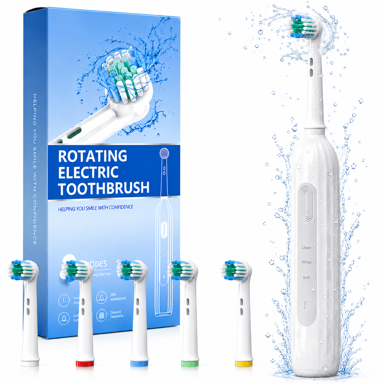 Taylarm Rotating Electric Toothbrush, Rechargeable, White photo 1