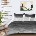 thumbnail image 4 of Black Ombre Stripes Bedding 3 Piece Duvet Cover Set Twin Size, Modern Abstract Sea Waves Spray Art Soft Microfiber Comforter Cover with Zipper Closure & Pillowcases, FadeResistant Quilt Cover, 4 of 9