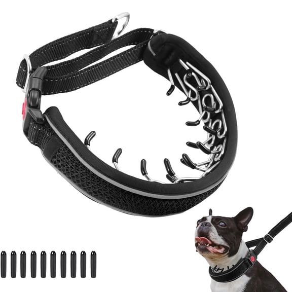 GASTROPOD No Pull Dog Collar for Large Medium Dogs Training Walking,Heavy Duty Nylon Reflective Adjustable Anti Pull Slip Collar with Buckle M Reflective Adjustable Girl Dog Collars,Black