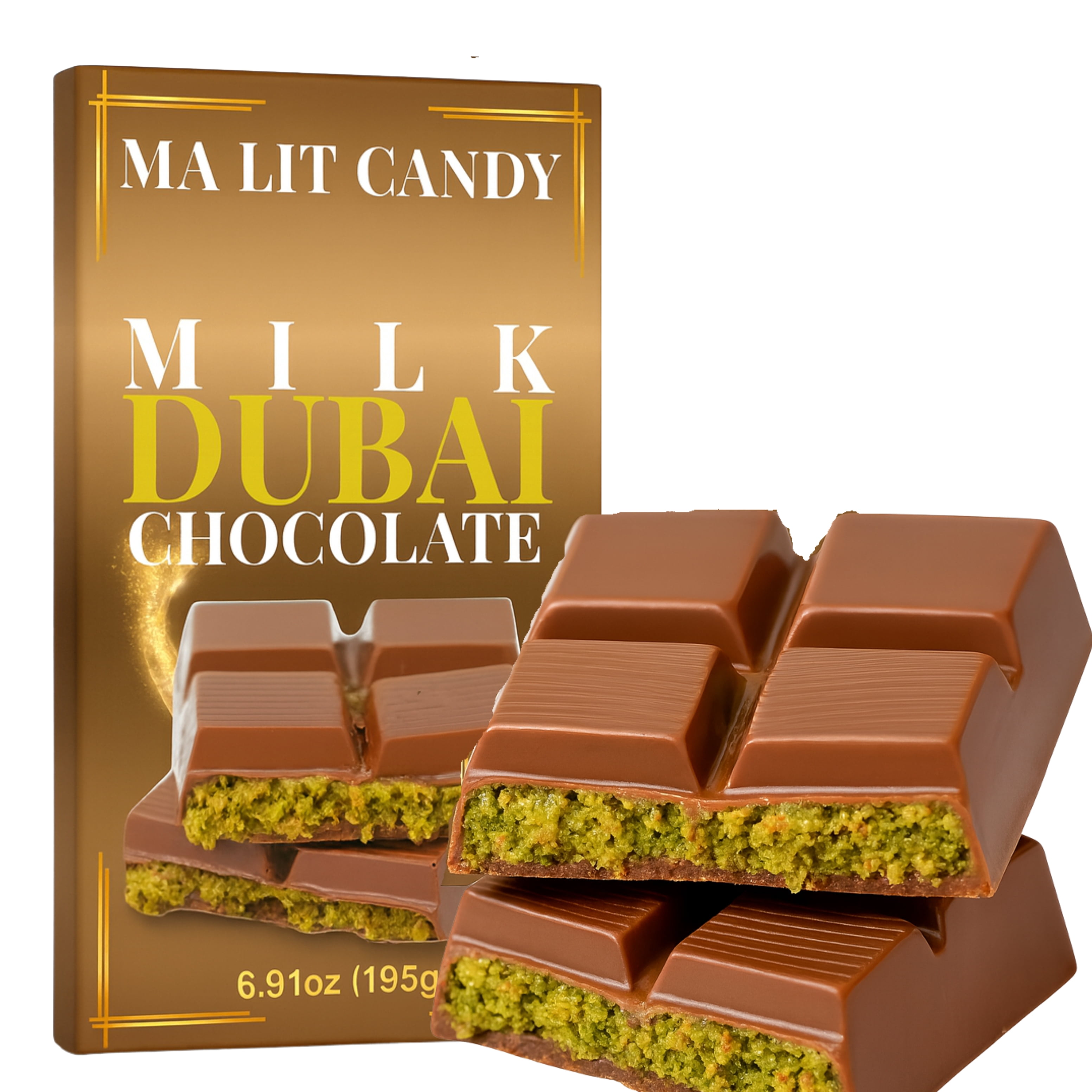 UniqBite Dubai Chocolate Bar Pistachio, 7 oz (200g) - Walmart.com