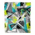 thumbnail image 1 of HATIART Couverture Super Douce 50x60 Pouces Abstraite Chaotique avec Géométrique Urbain Gouttes Triangles Taches Sprays Néon Décoration Maison Flanelle Velours Peluche, 1 of 1