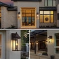 thumbnail image 6 of Lawyettle 24.9-Inch Dusk to Dawn Outdoor Wall Light, 3-Light Large Exterior Wall Lantern with Glass, Waterproof Oil Rubbed Bronze Wall Mount Sconce for Porch Patio Garage Garden, 6 of 9