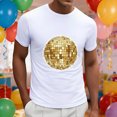 thumbnail image 2 of IWRICH Men's Disco Graphic Printed Crew Neck T Shirts Short Sleeve Casual Tees Mardi Gras Tops White M, 2 of 5