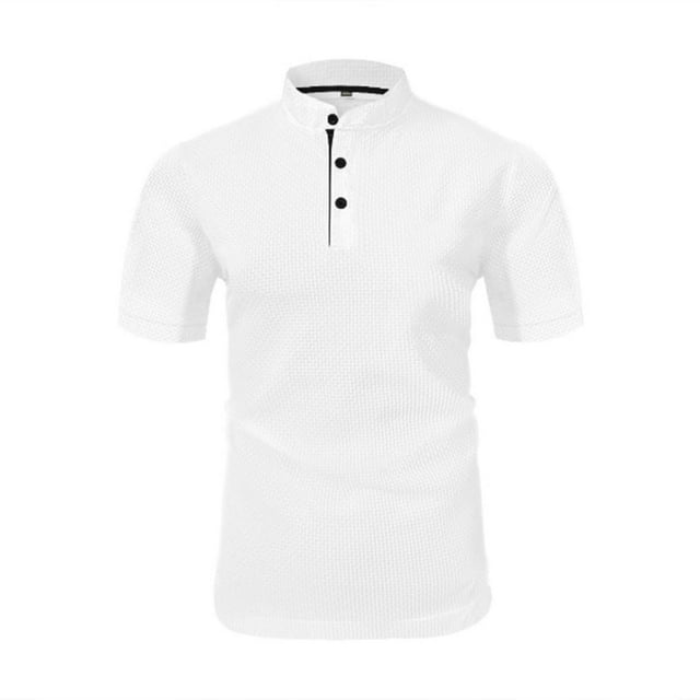 pstuiky camisetas de hombre, Camiseta informal de manga corta con botones y solapa de color liso para hombre camisetas de hombre xl