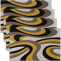 Yellow Black Placemats Set of 4 Yellow Circles Geometry Placemat for Kitchen Dining Table 18"x12" Kids Yellow Gray Swirls Table Place Mats for Boys Girls Abstract Art Indoor Outdoor Decor Table Mats
