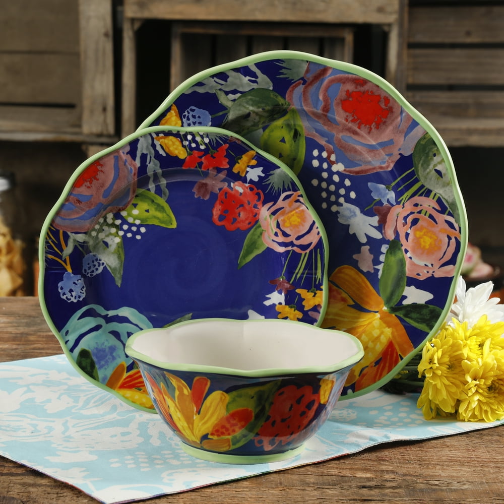 The Pioneer Woman Celia Blue 12Piece Dinnerware Set