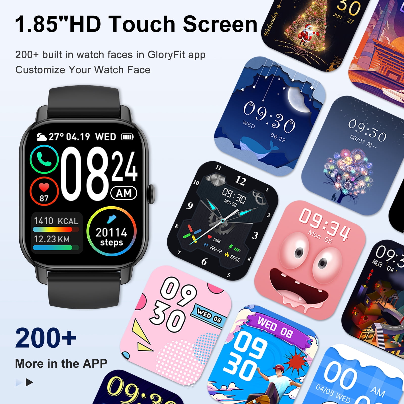 VOPOCO Smart Watches for Women Men(Answer/Make Call), 1.85" Large HD Screen Smartwatch for iPhone Android Phones, IP68 Waterproof Fitness Watch with 100+ Sport Modes