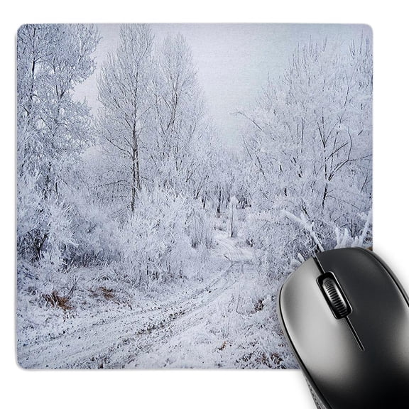 3dRose, Snow Scene with Snow on Trees and Wilderness Road, MousePad