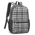 thumbnail image 2 of Gray and Black Checkered Pattern 17" School Backpacks for Teens,Waterproof Oxford Fabric,S-Shape Padded Straps for School,Travel,Hiking,Camping, 2 of 6