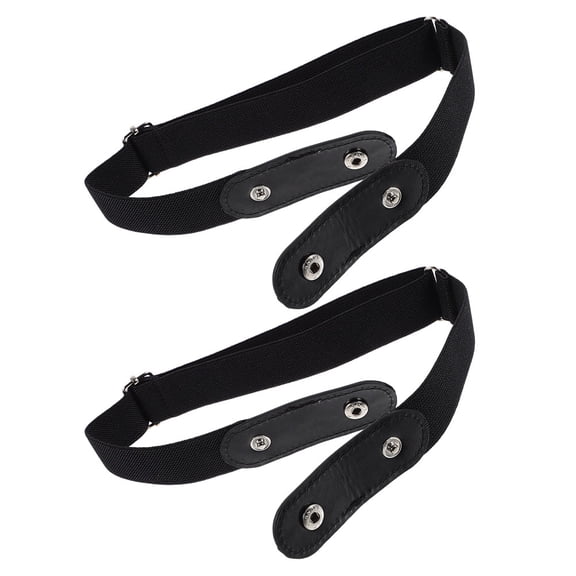 PAMINGONO 2Pcs Mens Buckleless Belt in Black for Jeans and Pants with Elastic Fastening