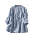 thumbnail image 4 of CEHVOM Mode Femme Manches Courtes Col Rond Décontracté Élastique Confortable Blouse Chemise Liquidation, 4 of 4