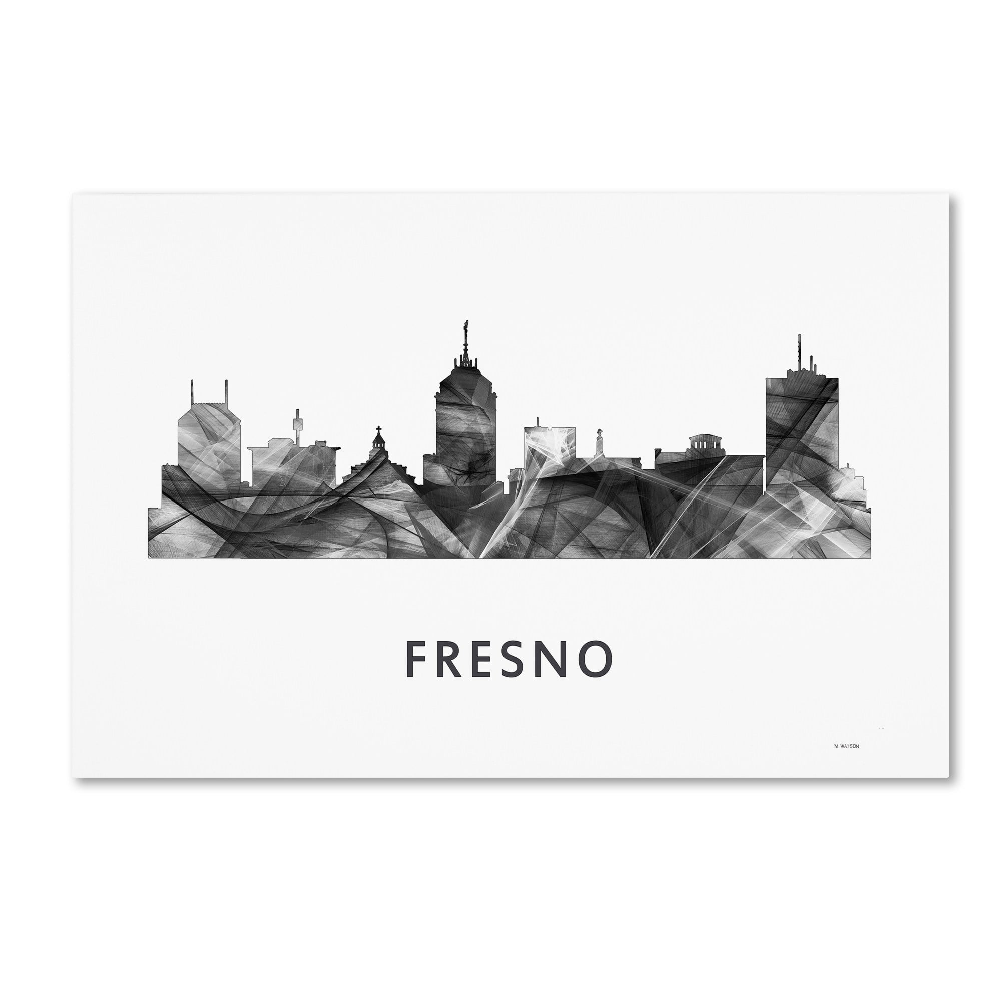 Trademark Fine Art 'Fresno California Skyline WB-BW' Canvas Art by Marlene Watson