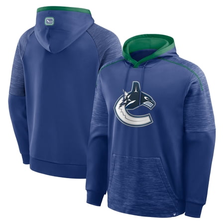 Men's Fanatics Blue Vancouver Canucks Goaltender Defender Raglan-Pullover Hoodie