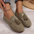 thumbnail image 4 of Modisza Ballet Flats Shoes for Women Closed Round Toe Mary Jane Slip on Casual Loafers Tassel Walking Driving Moccasins Khaki 9.5, 4 of 8