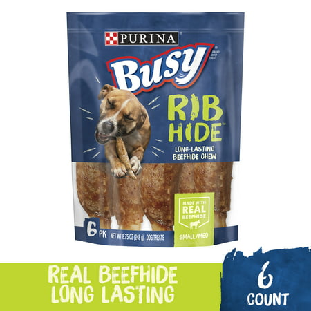 Purina Busy Small/Medium Breed Dog Rawhide Treat, Rib Hide - 6 ct. (Best Way To Treat Bruised Ribs)