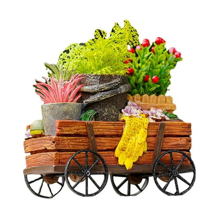 

Fovolat Cart Flower Pot|Resin Succulent Planter Holder|Creative DIY Wheelbarrow Resin Plants Pot Mini Desktop Ornament Succulent Herb Flower Pot Holder