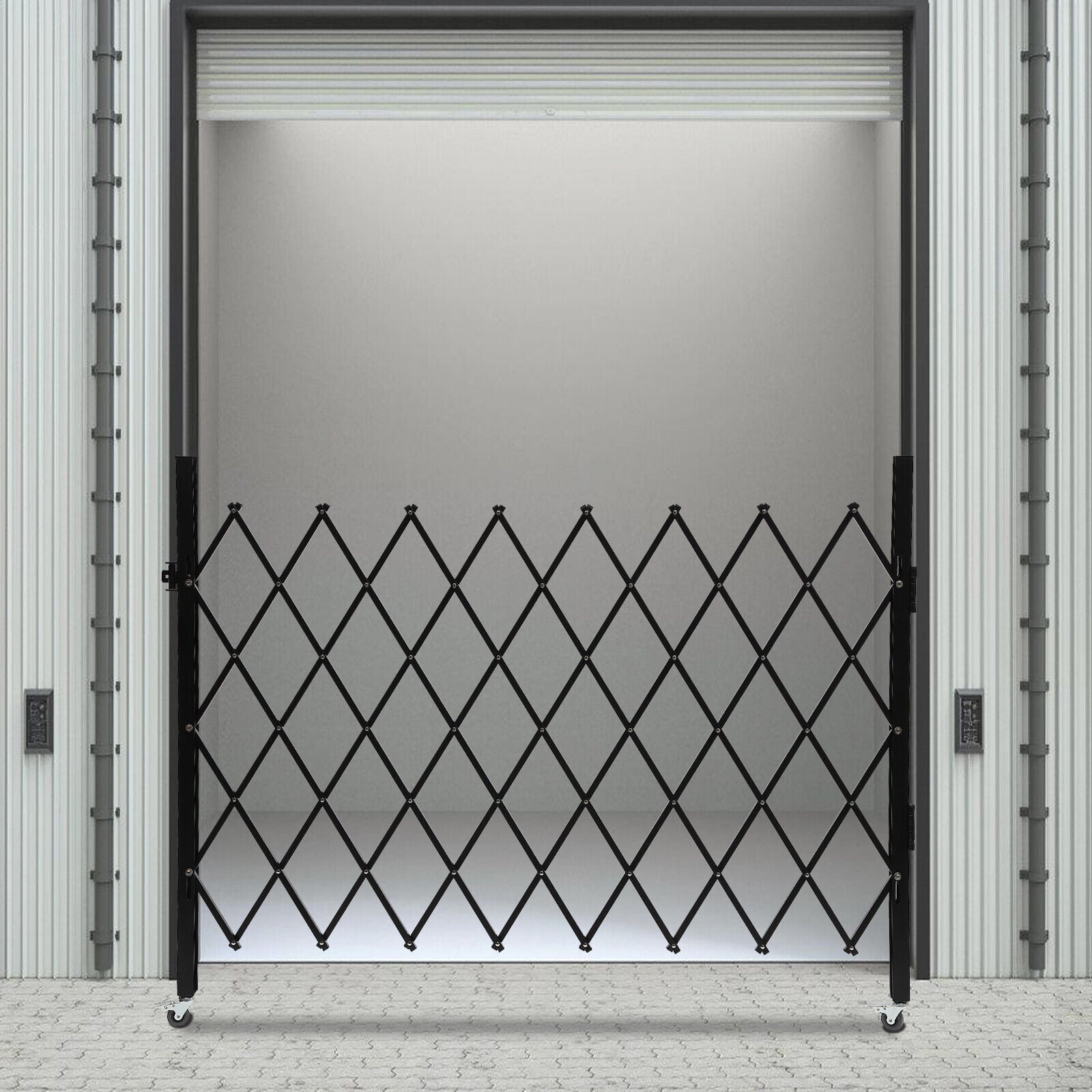 TFCFL Single Folding Security Gate Wall Mount ‎Expandable Folding Door Gate Iron Black 4.27' H x 36.6"/ 5.45'/ 5.91' W