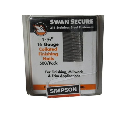 Simpson Strong-Tie T16N150FNB - 1-1/2" 16ga 316SS Straight Finish Nails 500ct